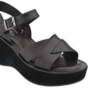 Kork Ease black leather sandals size 8/39